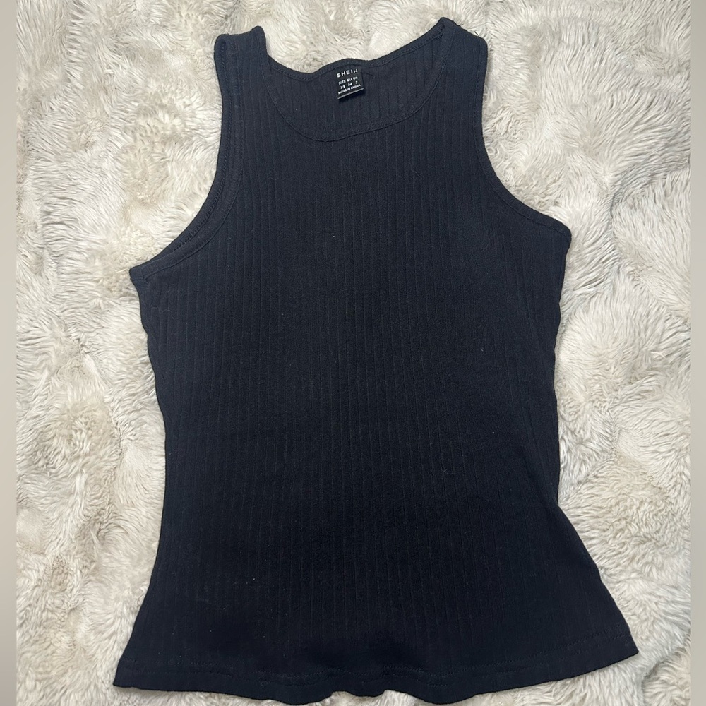 Black Ribbed Tank Top - Women's